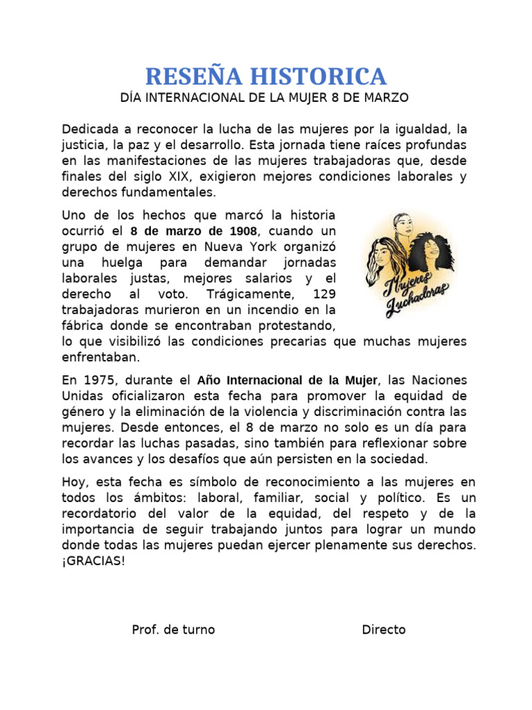 8 de Marzo Dia Internacional de La Mujer - EducaTICs | PDF | Igualdad ...
