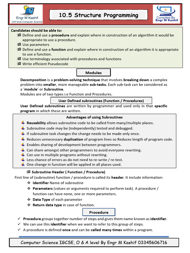 10.5 Structure Programming EMK Notes | PDF | Parameter (Computer ...