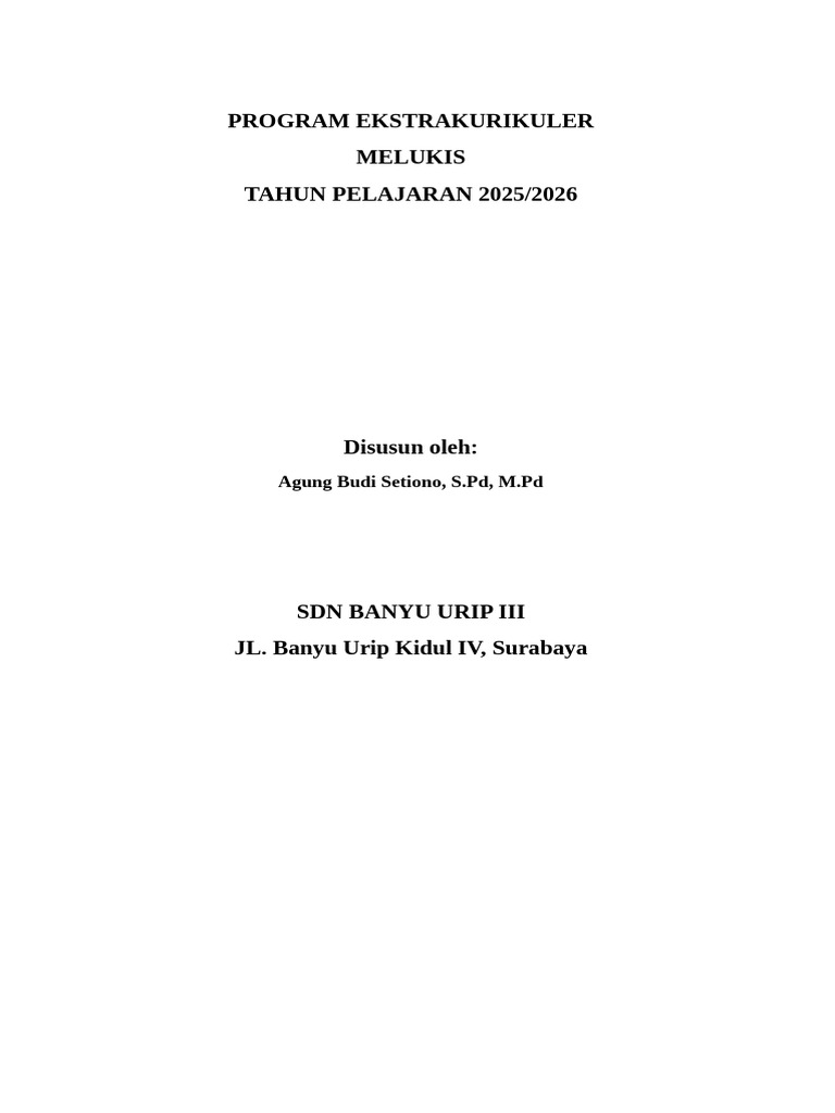 Program Ekskul Melukis Adi Wiyata Sdn Banyu Urip III | PDF