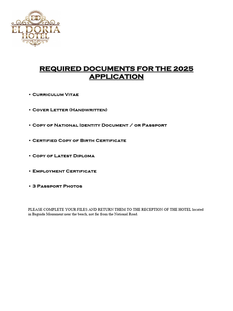 Required Documents for the 2025 Application.pdf English | PDF