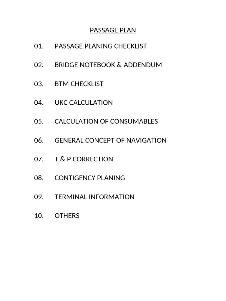 Passage Plan File Index | PDF