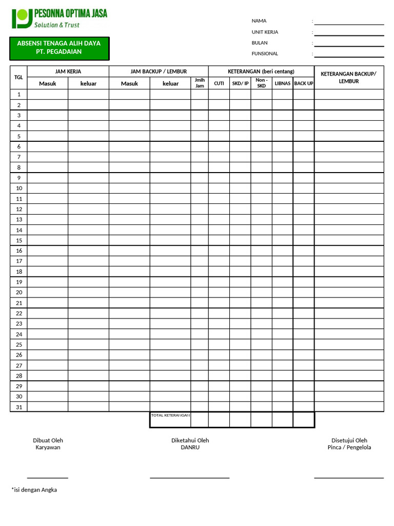 Form Absen Manual Update Terbaru 2025 | PDF