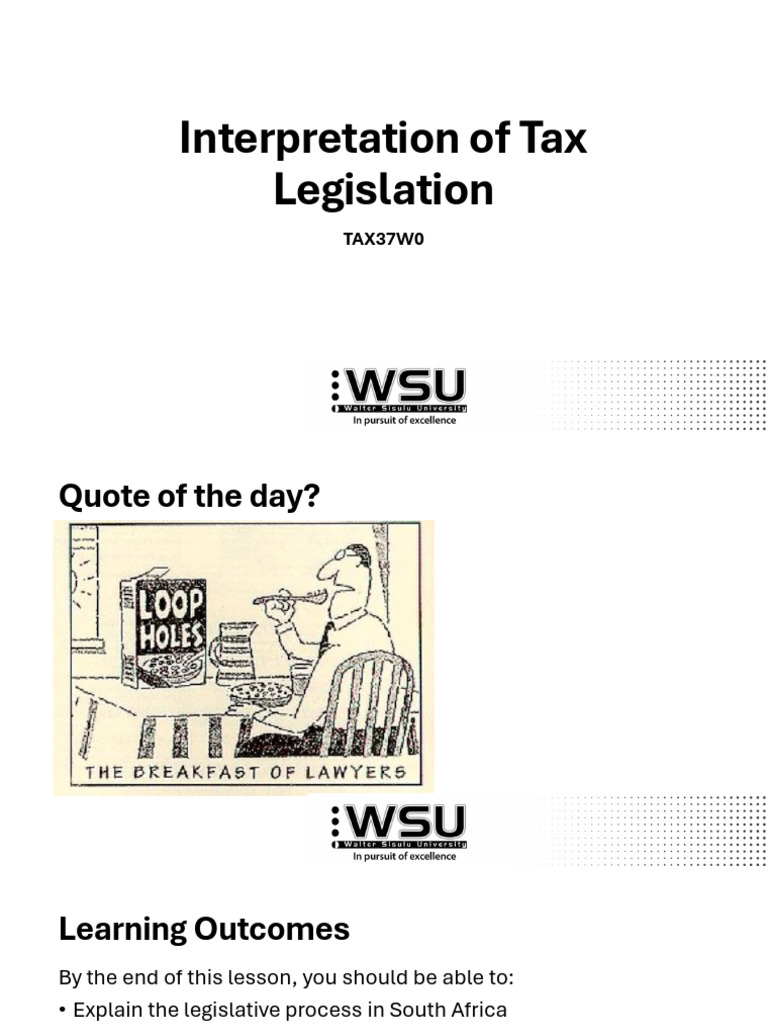 Intepretation of Tax Legislation | PDF | Jurisdiction | Precedent