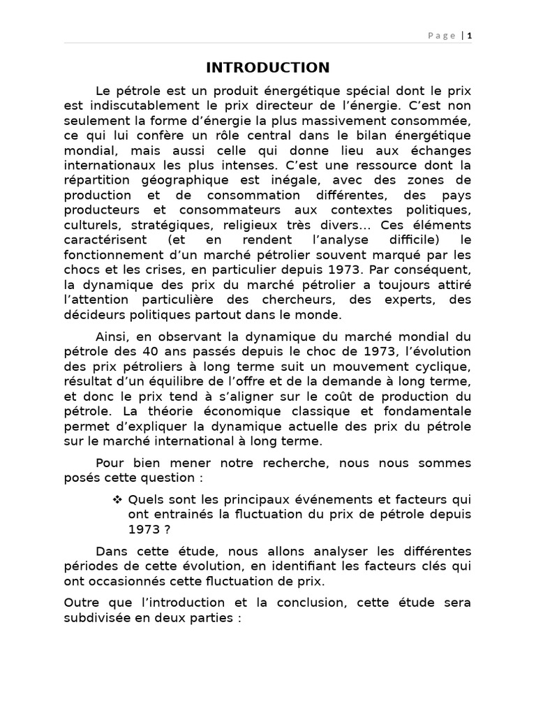 Exposé Marché Pétrolier.word | PDF | Organisation des pays exportateurs ...