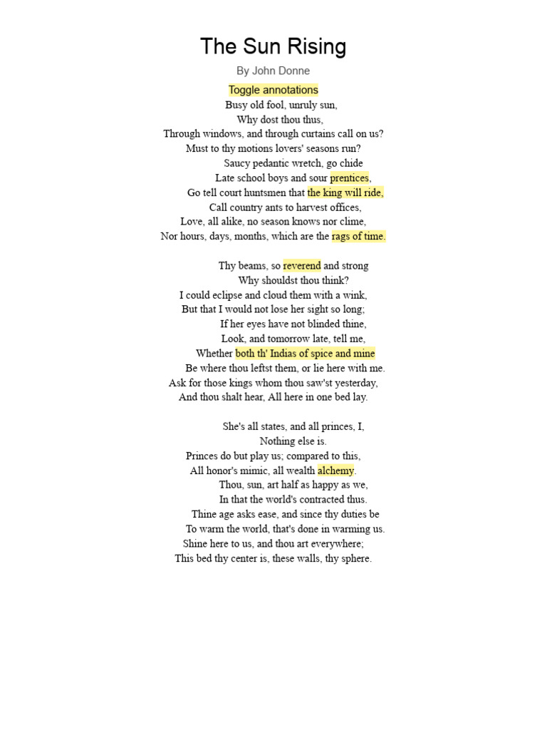 The Sun Rising | PDF