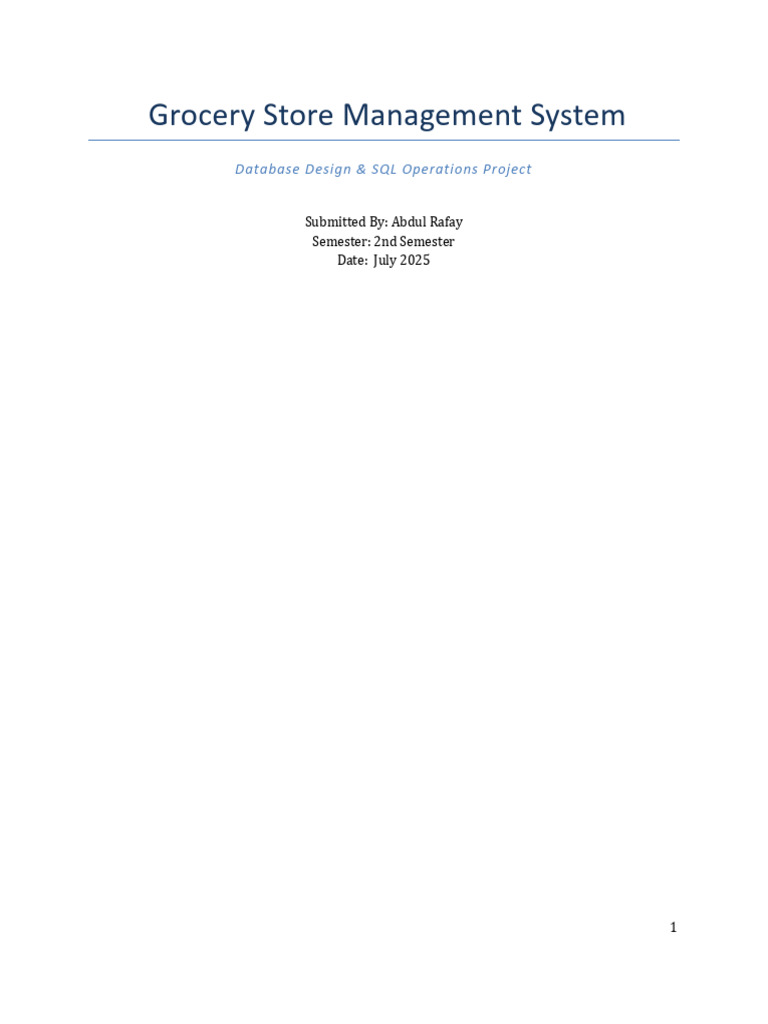 Grocery Store Database Project by Abdul Rafay | PDF