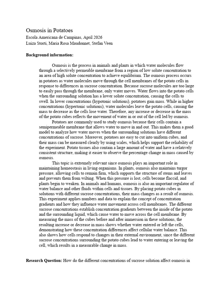 Science Fair Final Report | PDF | Osmosis | Biology