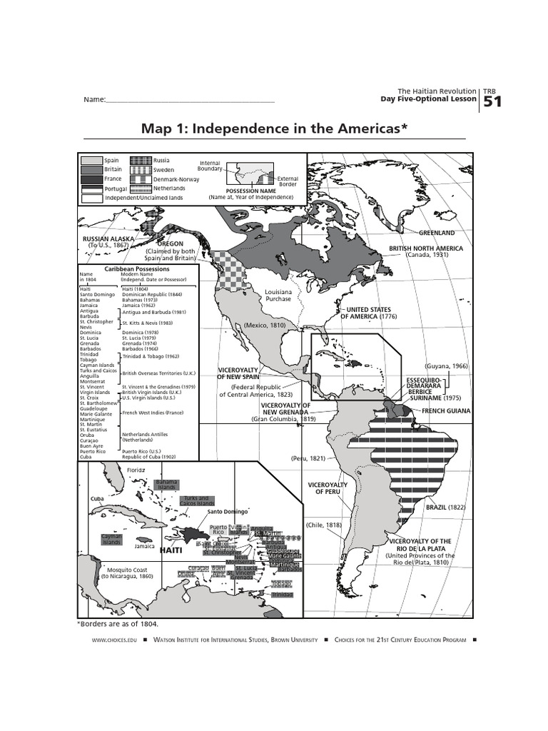01 - Map 1- Independence in the Americas | PDF | North America | Caribbean