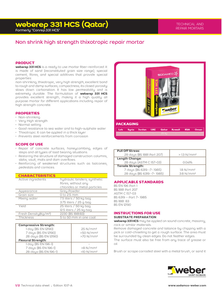 Weberrep 331 HCS-Qatar-SW 01 | PDF | Concrete | Materials
