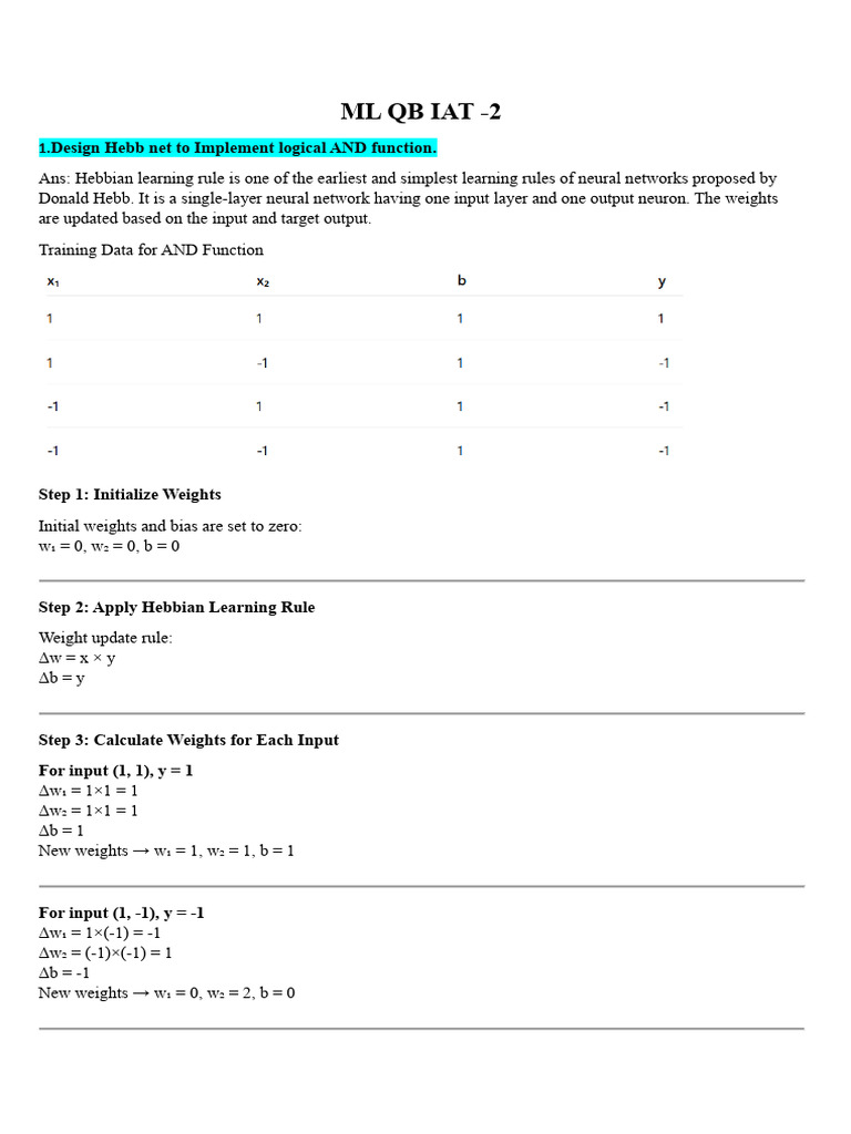 ML QB IAT | PDF | Neuroscience | Machine Learning
