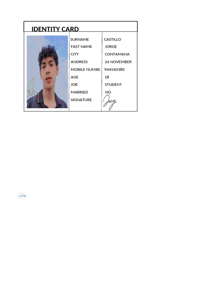 Identity Card 1 | PDF