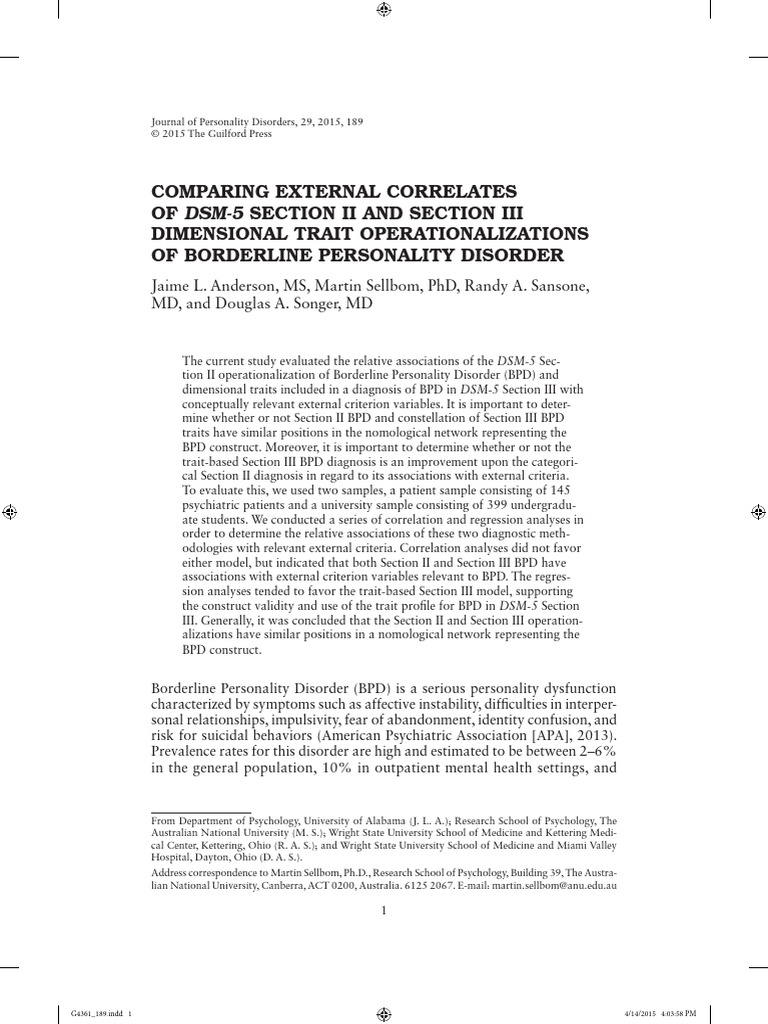 Anderson Et Al. (2015) | PDF | Borderline Personality Disorder | Dsm 5