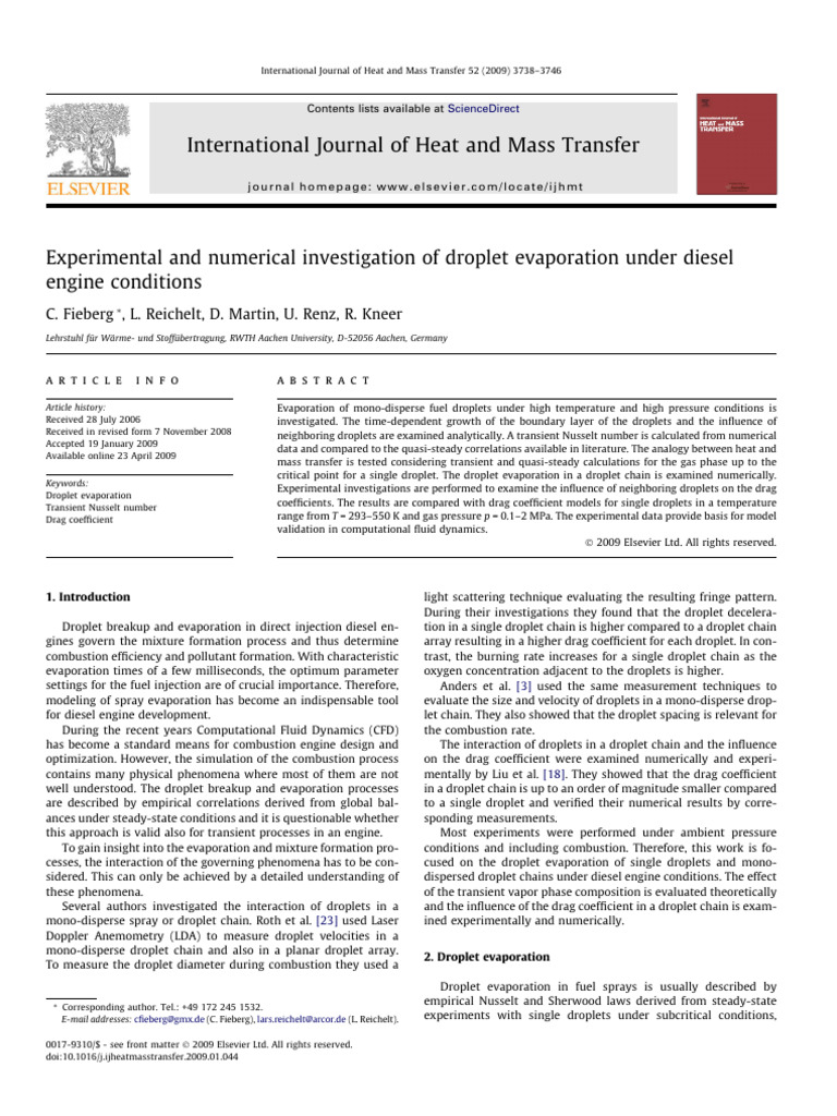 12. Experimental and numerical investigation of droplet evaporation ...