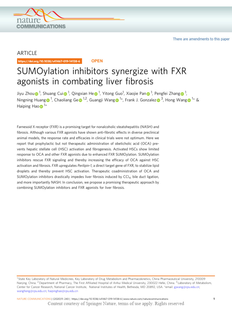 SUMOylation Inhibitors Synergize With FXR Agonists | PDF | Biology ...