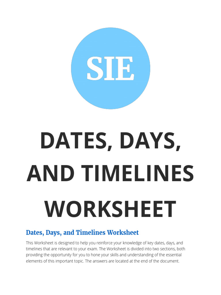 SIE Dates, Days, and Timelines | PDF | Financial Markets | Securities ...