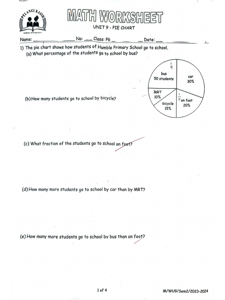 P6 Math Pie Chart Ws | PDF