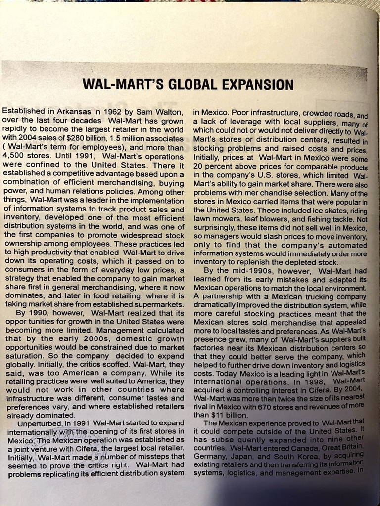 case on internationalisation Walmart | PDF | Walmart | Business