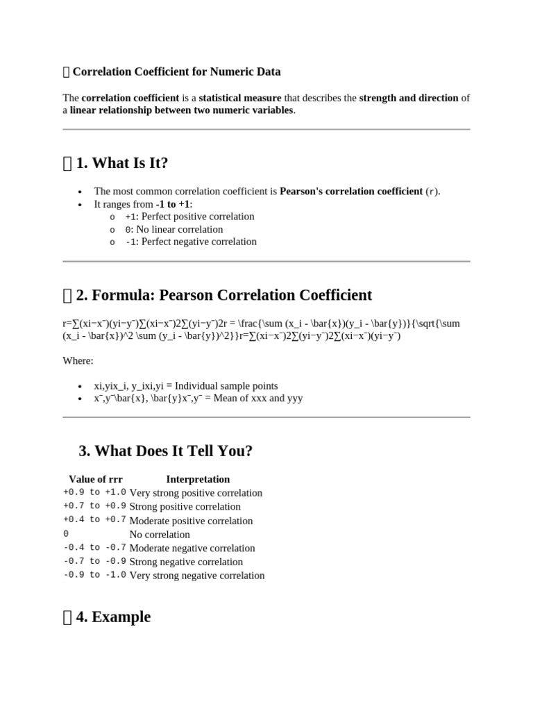 ? Correlation Coefficient for Numeric Data | PDF | Covariance ...