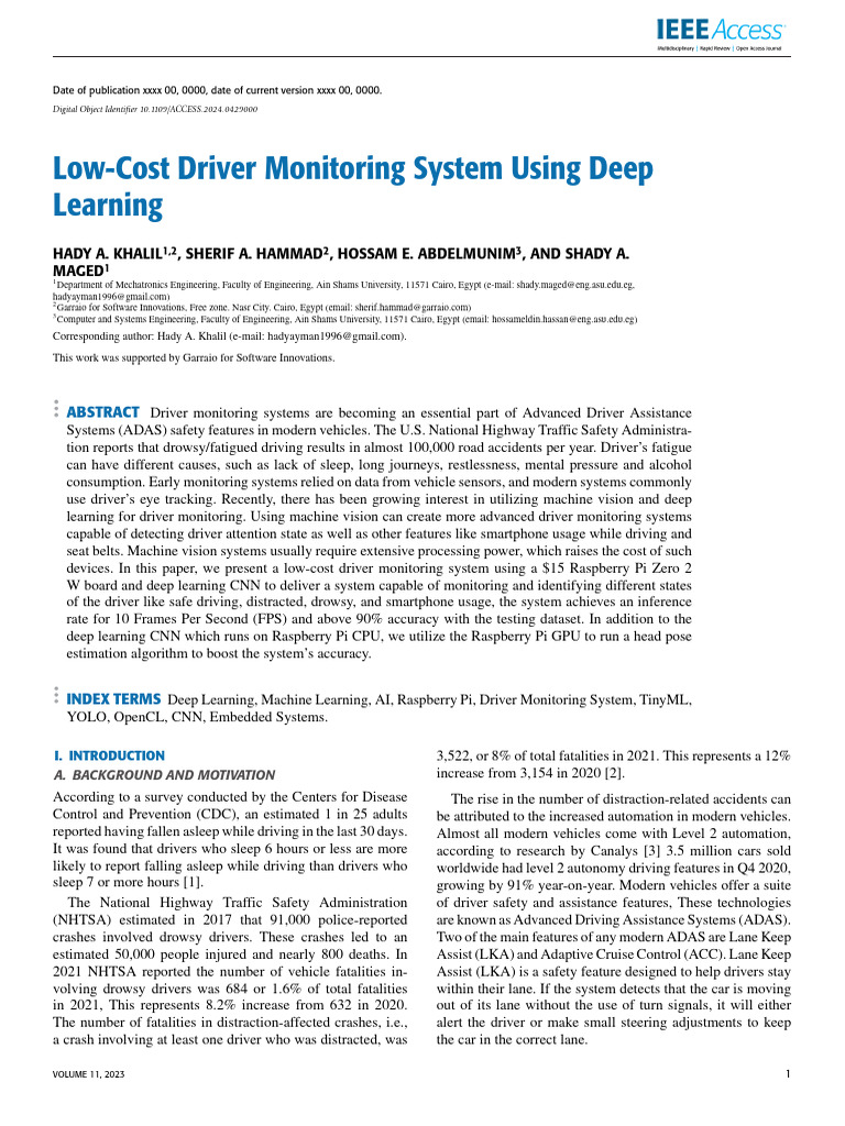 Low-Cost Driver Monitoring System Using Deep Learn | PDF | Raspberry Pi ...