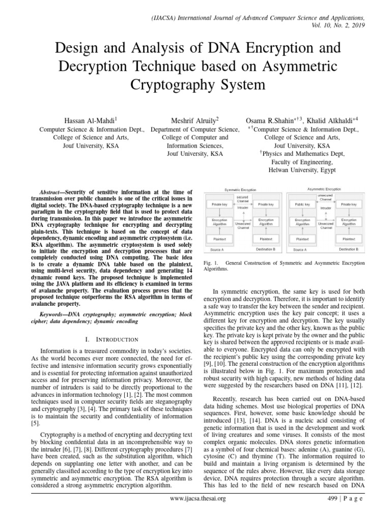 2019 Paper 64-Design and Analysis of DNA Encryption | PDF | Key ...