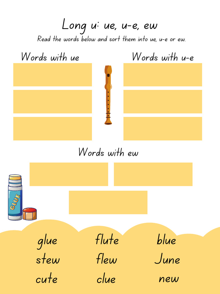 Long 'U' Sound Spelling Phonics Alternatives Worksheet | PDF