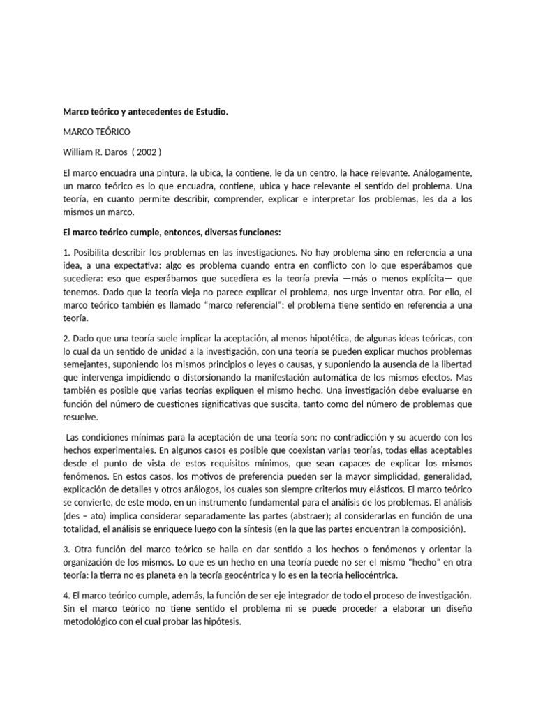 Marco teórico y antecedentes de Estudio[1] | PDF | Teoría | Hipótesis