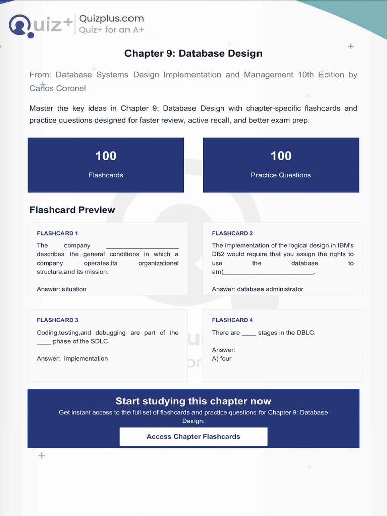 Flashcards for Chapter 9 Database Design | PDF