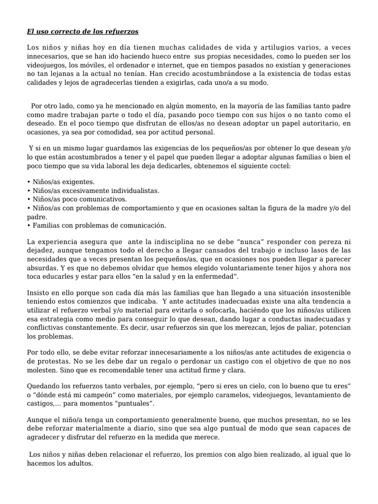 El Uso Correcto de Los Refuerzos | PDF | Sicología