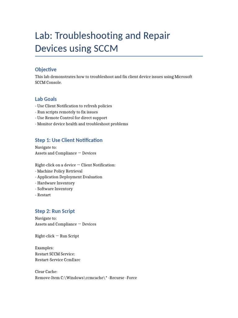 SCCM Troubleshooting Lab | PDF