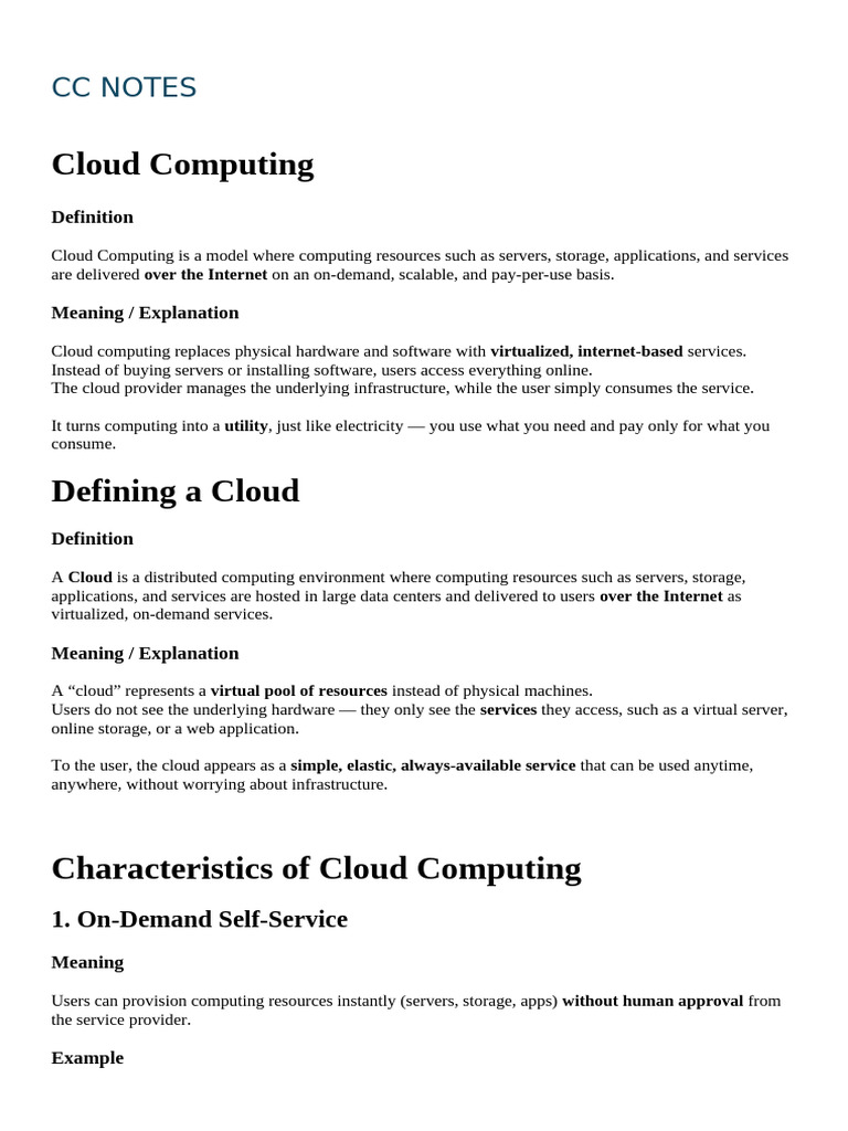 Cc Notes New | PDF | Virtualization | Cloud Computing