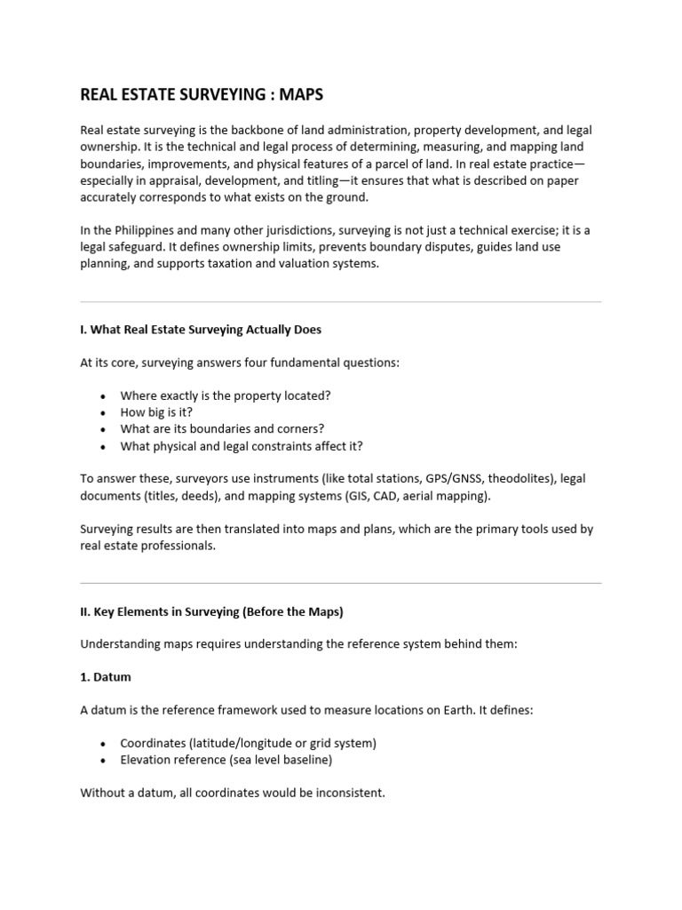 Real Estate Surveying - Maps | PDF | Surveying | Geographical Technology