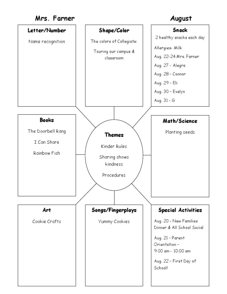 August Monthly Template | PDF