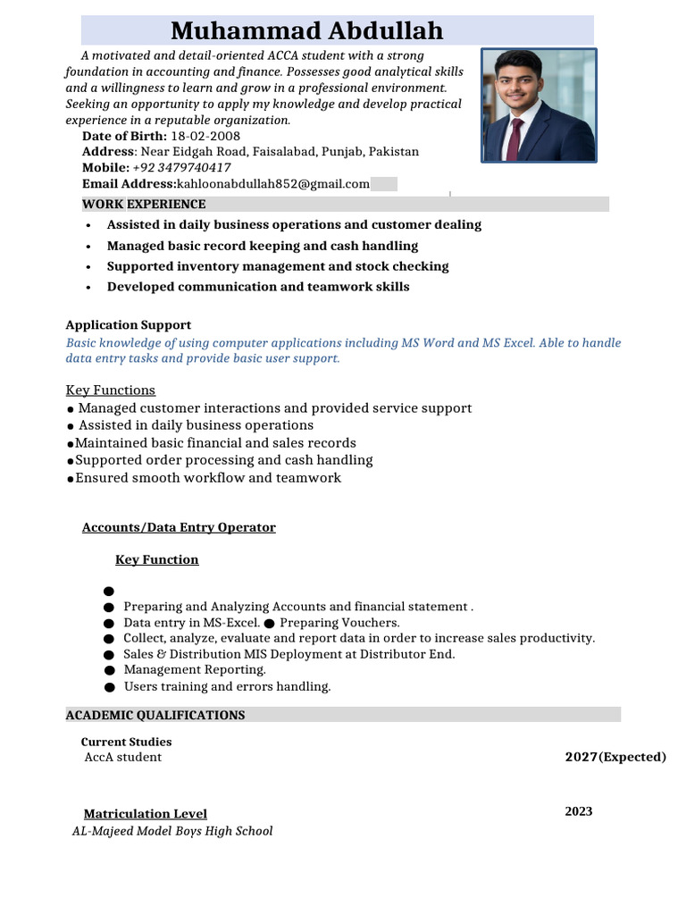 Muhammad Abdullah Cv | PDF