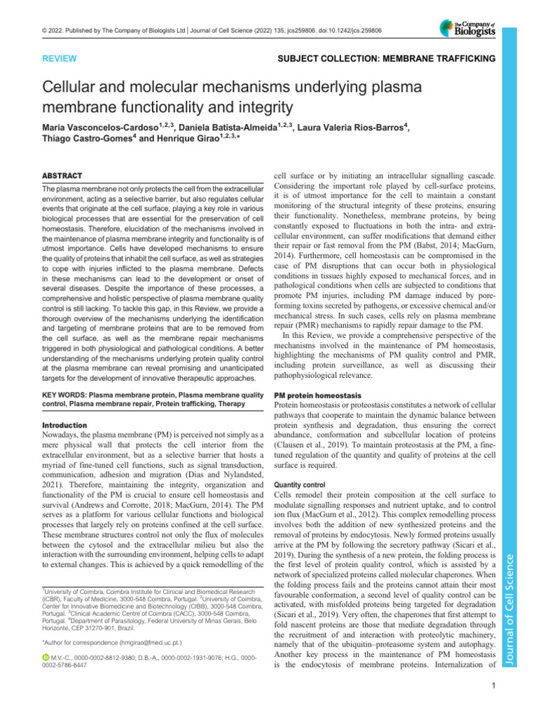 Cellular and Molecular Mechanisms JCS | PDF | Ubiquitin | Cell Membrane