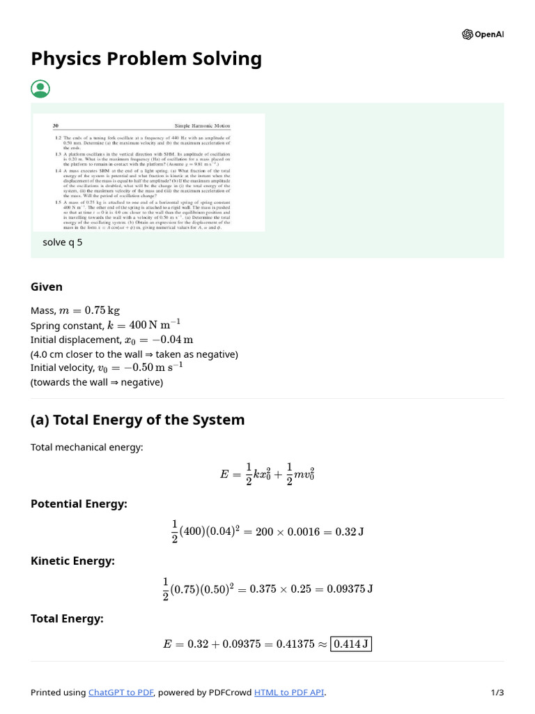 Physics Problem Solving | PDF | Velocity | Applied And ...
