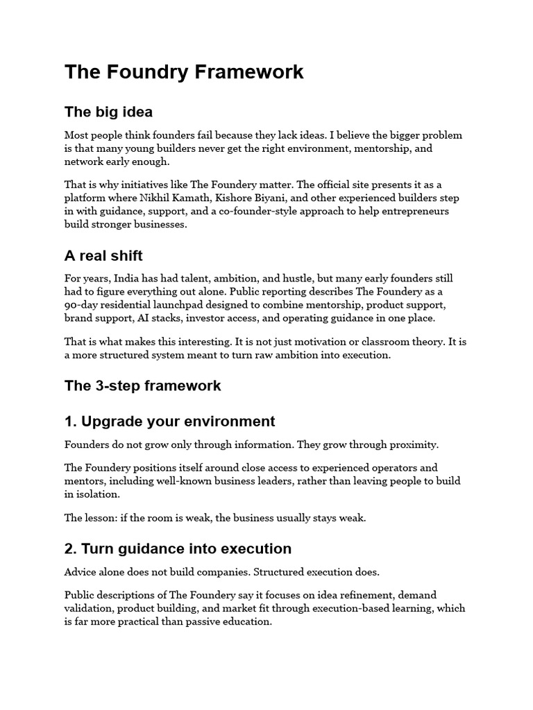 The Foundry Framework | PDF | Mentorship | Cognition