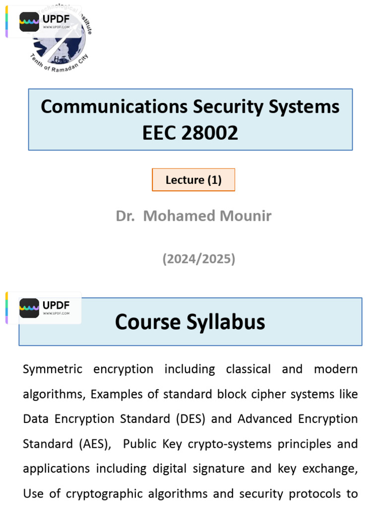 Cyber Security - Lecture 1-Translate | PDF | Cryptography | Encryption