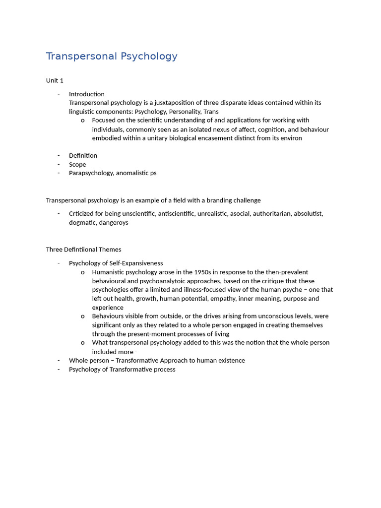 Transpersonal Psychology | PDF