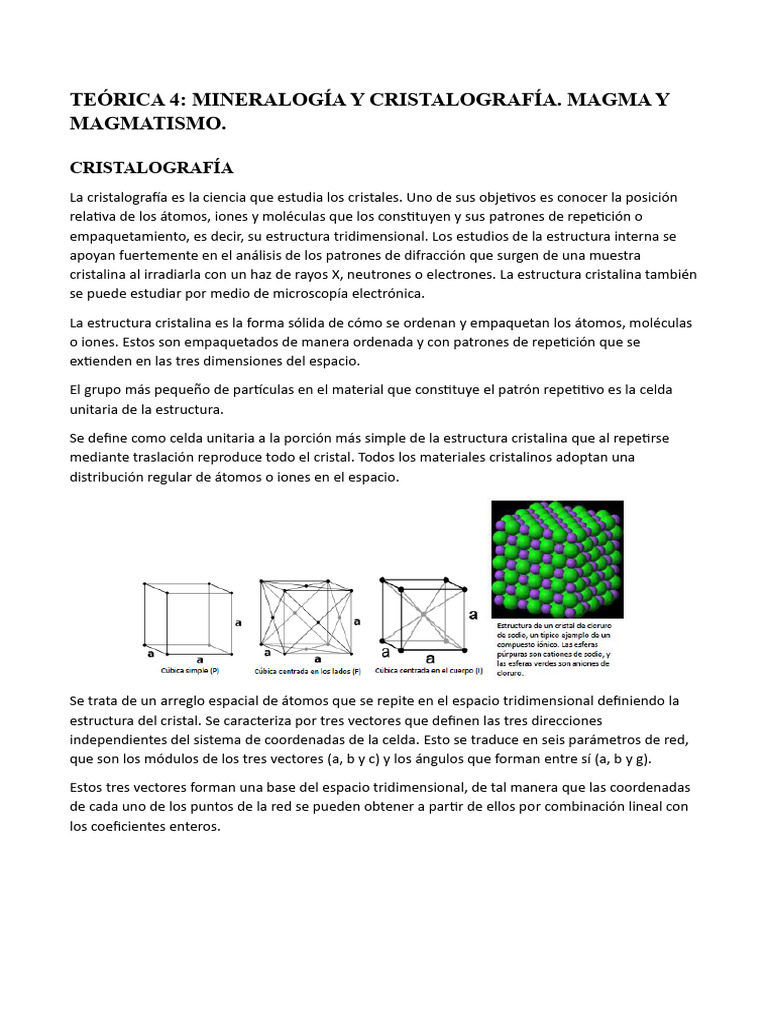 Teórica 04 - Mineralogía y Magmatismo | PDF | Magma | Minerales