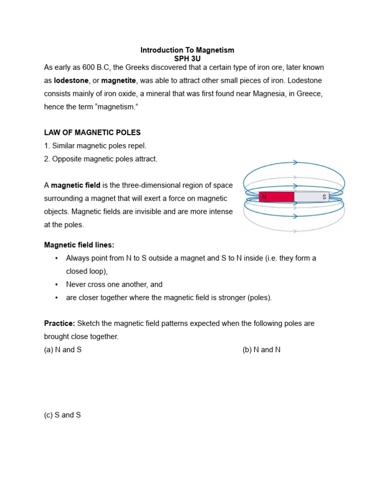 Lesson 3_ Introduction To Magnetism .docx | PDF | Magnetism | Magnet