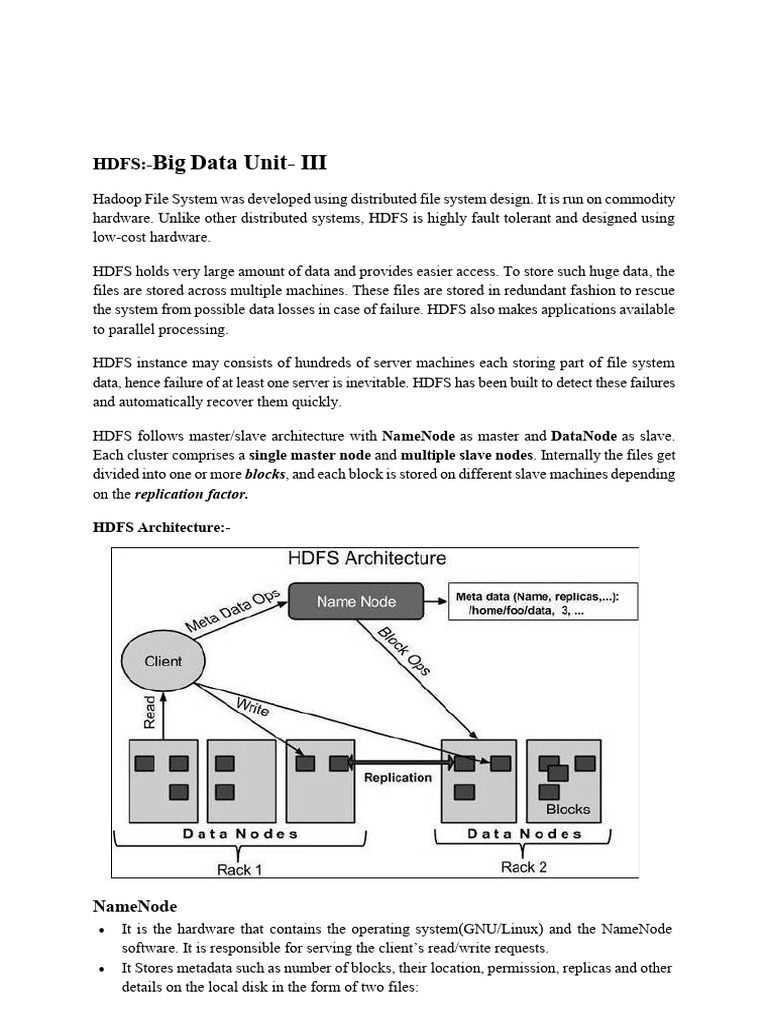 Big Data Unit III | PDF | Apache Hadoop | Replication (Computing)