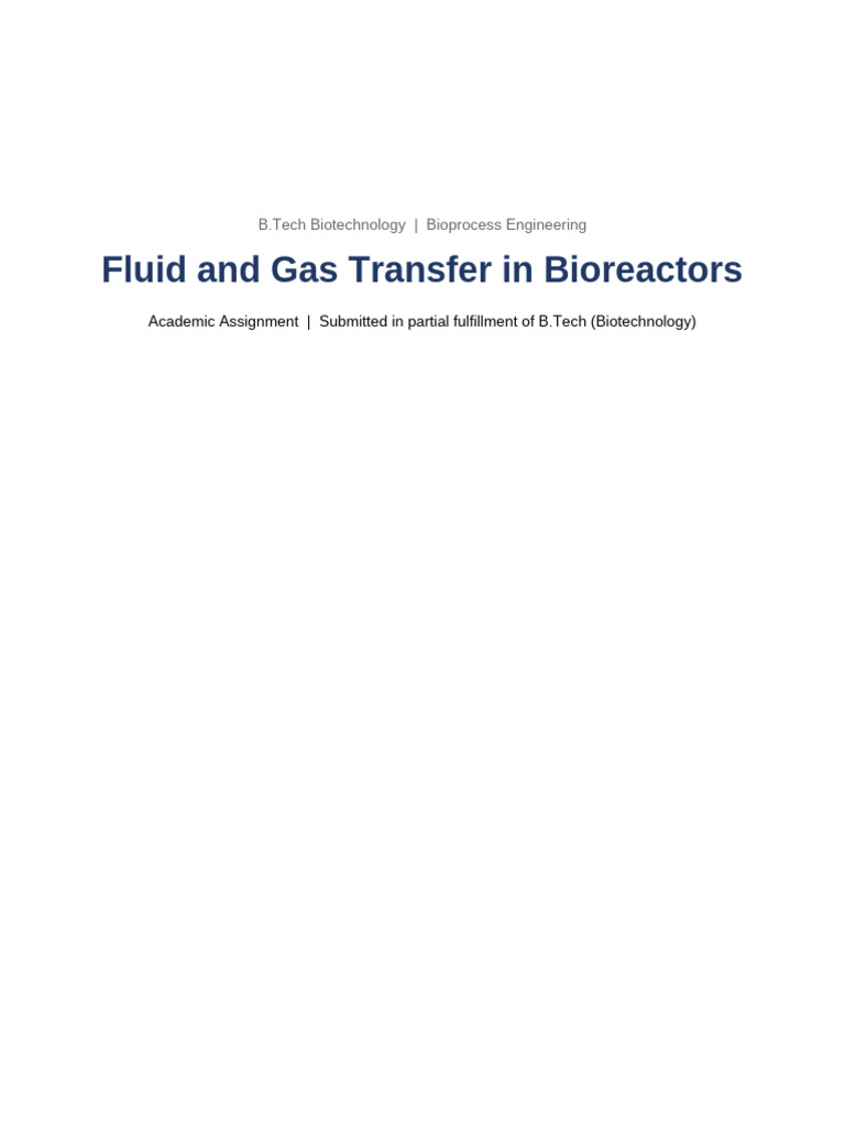 Fluid Gas Transfer Bioreactors FINAL | PDF | Fluid Dynamics | Reynolds ...