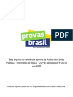 Prova Objetiva Auditor de Contas Publicas Informatica Tce Pb 2006 Fcc