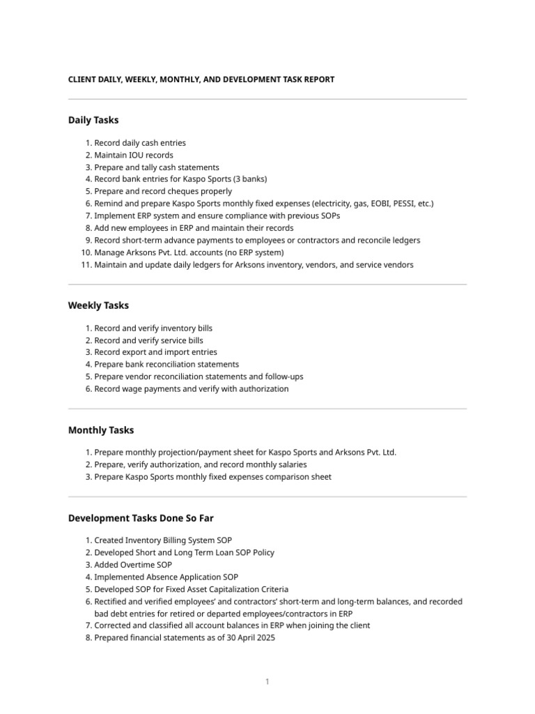 Client Task Report | PDF