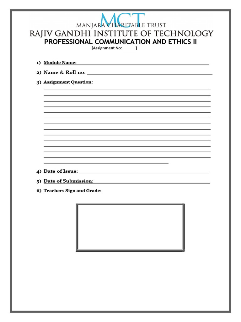 PCE II Assignment Cover Page | PDF