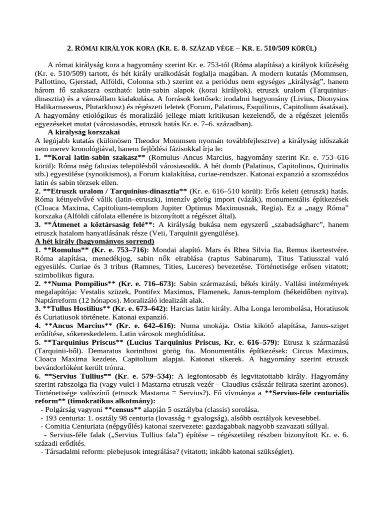 2. Római Királyok Kora | PDF