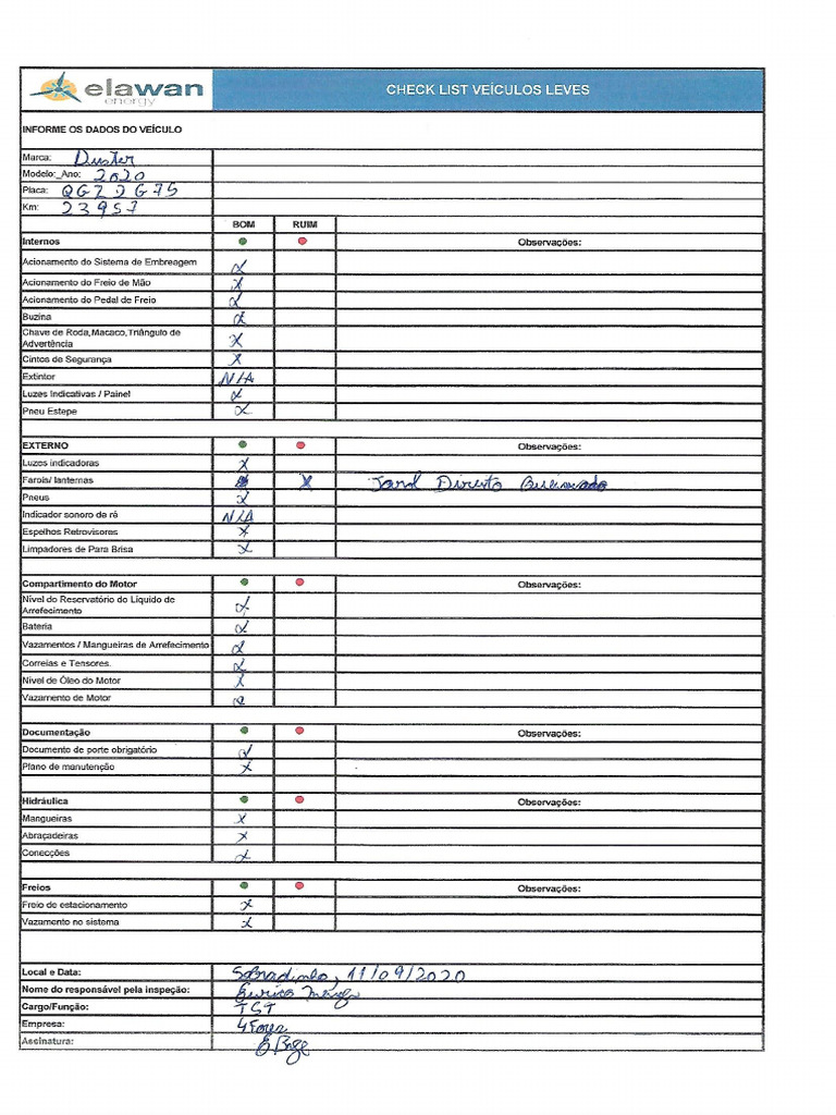 Check List - Renalt Duster -Qgz 2g75 | PDF