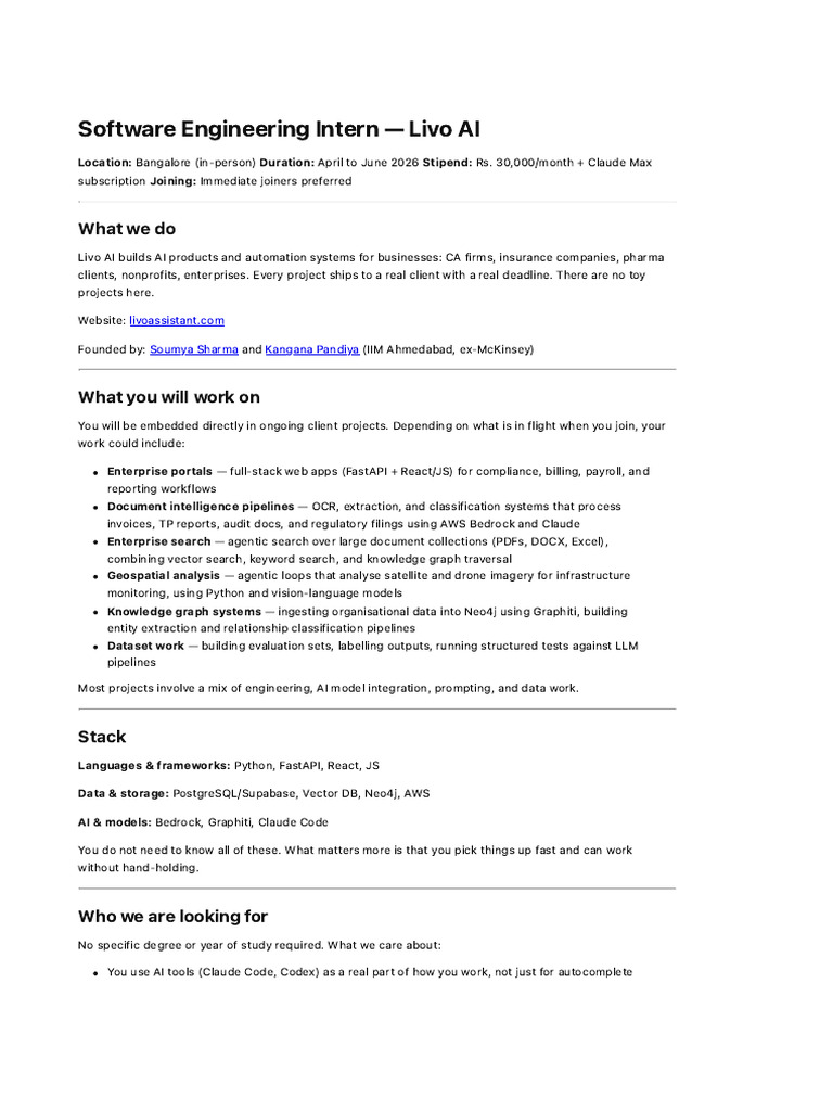 Jd - Swe Intern | PDF | Artificial Intelligence | Intelligence (AI ...