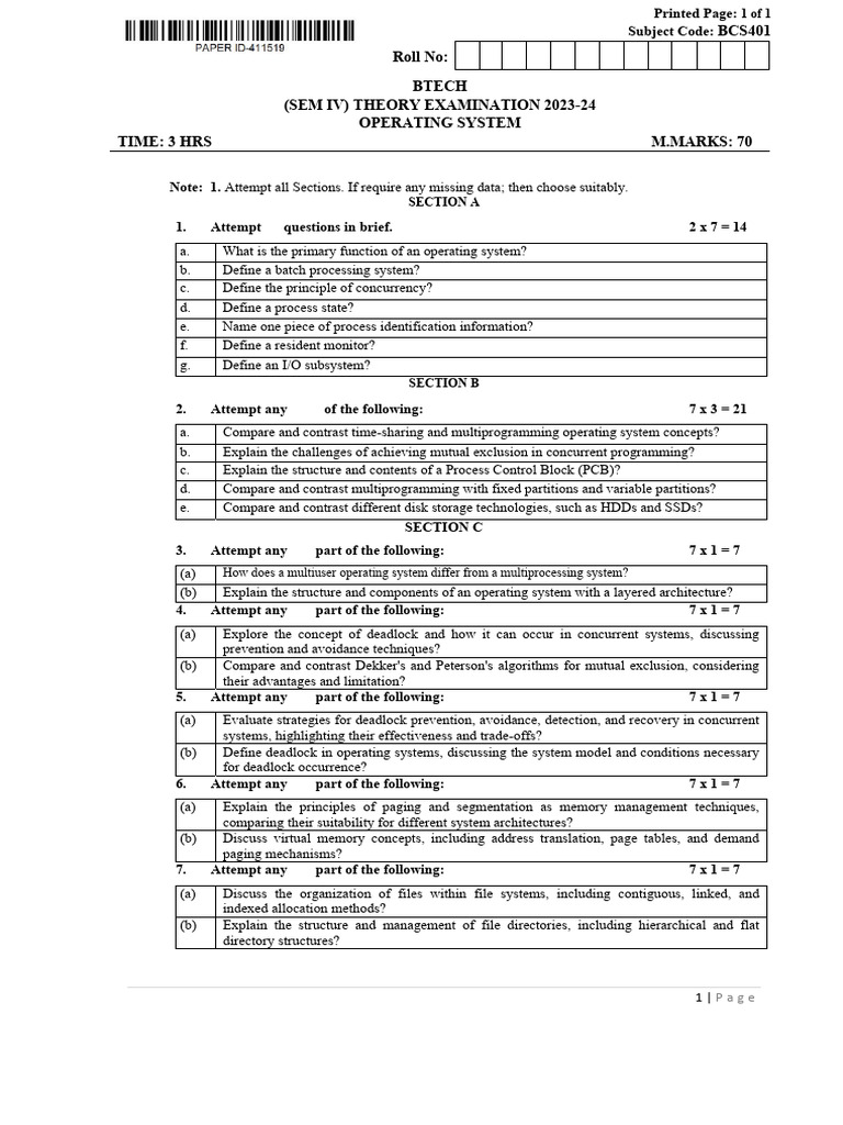 Bcs401 Operating System (1) | PDF | Data Management | Computer Architecture