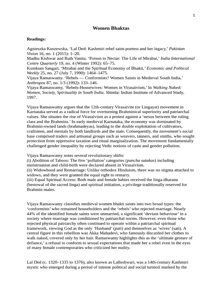 Women Bhaktas | PDF | Bhakti Movement | Patriarchy